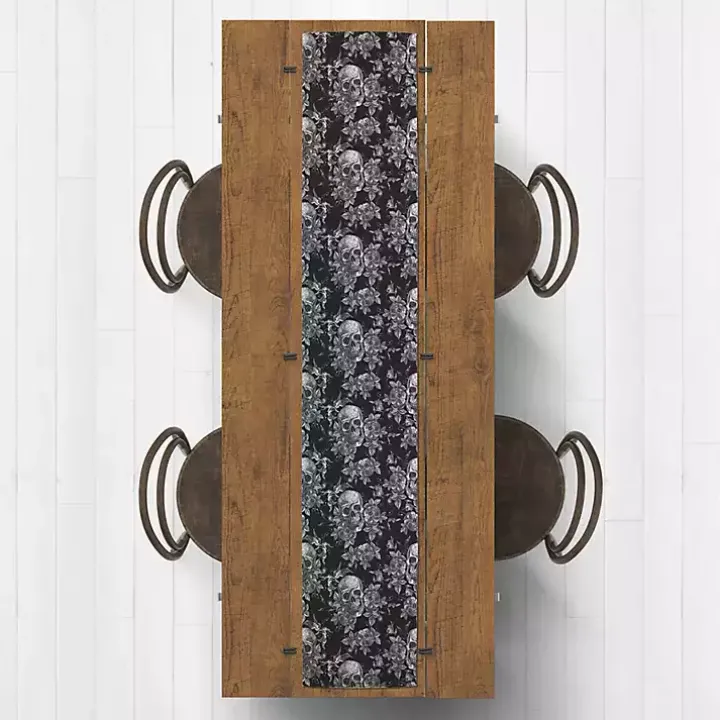 Floral Skulls Halloween Table Runner
