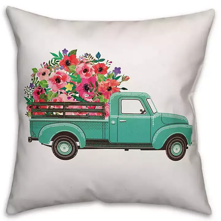 Floral Truck Double-Sided Pillow