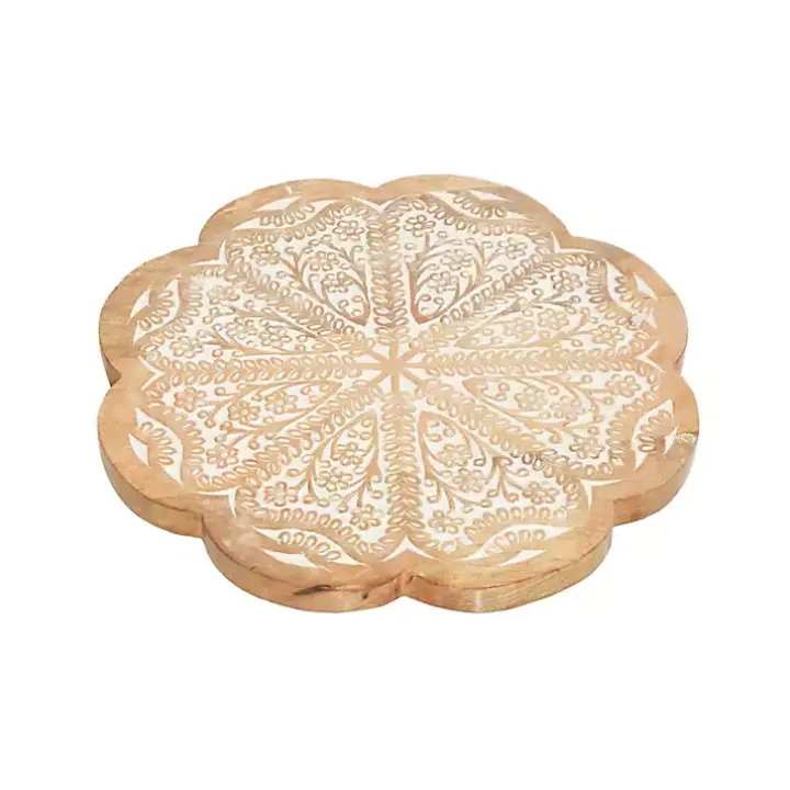 Floral Wood Lazy Susan Cake Stand