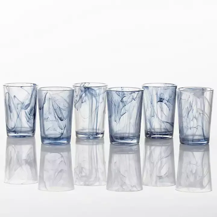 Fortessa Blue Swirl Tall Glasses, Set of 6