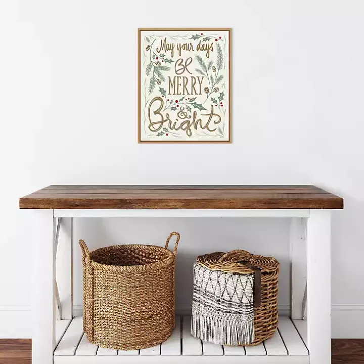 Framed Merry and Bright Christmas Canvas Art Print