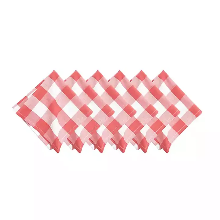 Franklin Coral Gingham Napkins, Set of 6