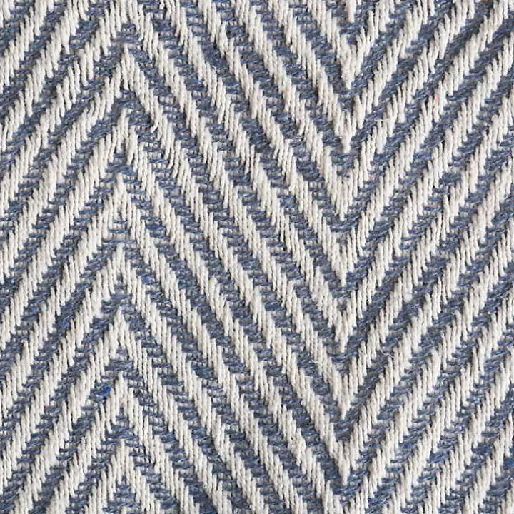 French Blue Chevron and Fringe Throw