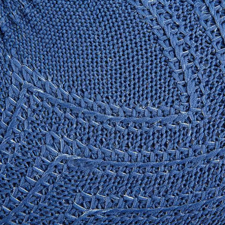 French Blue Woven Round Placemats, Set of 6