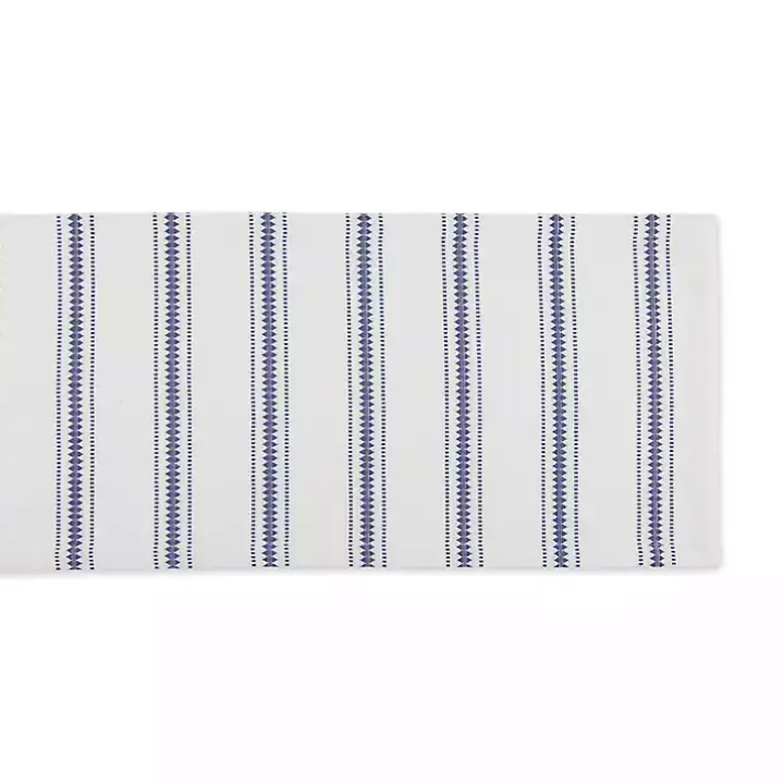 French Blue Zig Zag Stripe Table Runner, 72 in.
