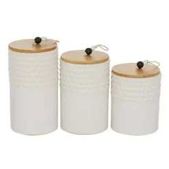French White Scalloped Canisters, Set of 3