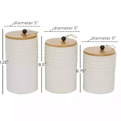 French White Scalloped Canisters, Set of 3