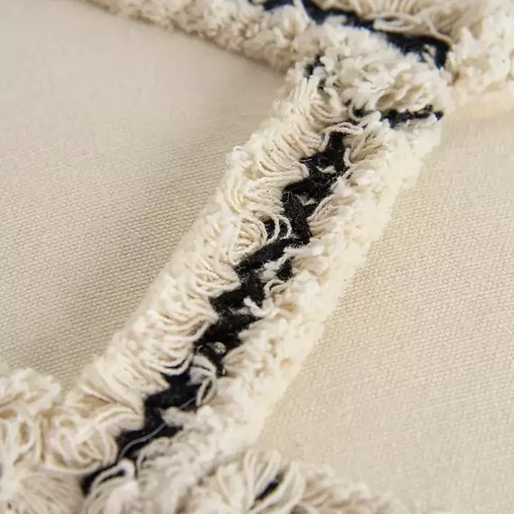 Fringe Stitched Lattice Throw Pillow