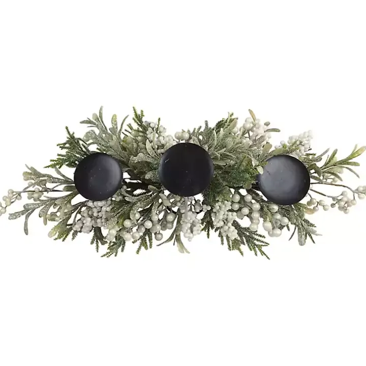 Frosted Berry Greenery Candle Centerpiece