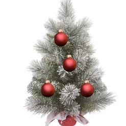 Frosted Christmas Tree Arrangement in Red Bag