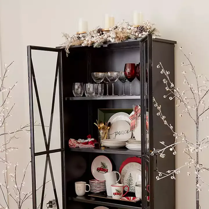 Frosted Pampas and Berries Candle Centerpiece