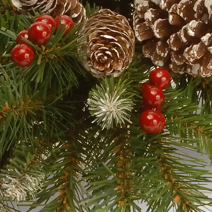 Frosted Pinecone and Berry Candle Centerpiece