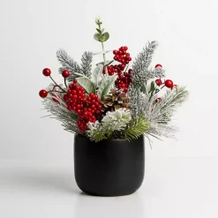 Frosted Red Berry Pinecone Christmas Arrangement