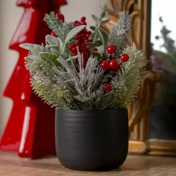 Frosted Red Berry Pinecone Christmas Arrangement