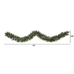 Frosted Swiss Pine and Berry Clear LED Garland