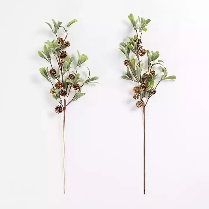 Frosted White Berry & Greenery Picks, Set of 2