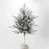 4ft. Flocked Pine Christmas Tree in Burlap Sack