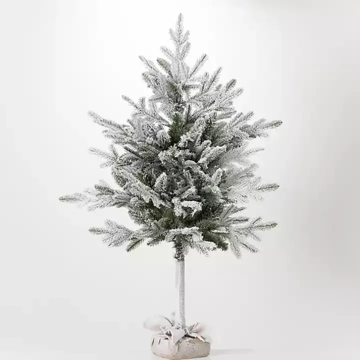 4ft. Flocked Pine Christmas Tree in Burlap Sack
