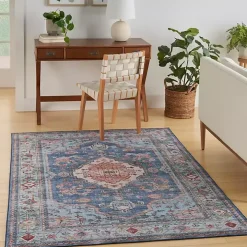 Fulton Blue Medallion Area Rug, 5x7