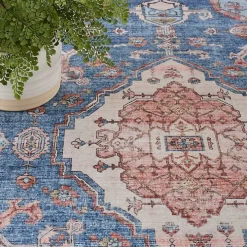 Fulton Blue Medallion Area Rug, 5x7