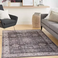 Fulton Charcoal Medallion Area Rug, 5x7