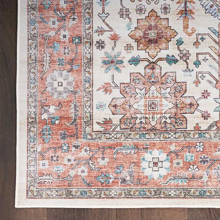 Fulton Red Floral Medallion Area Rug, 7x10