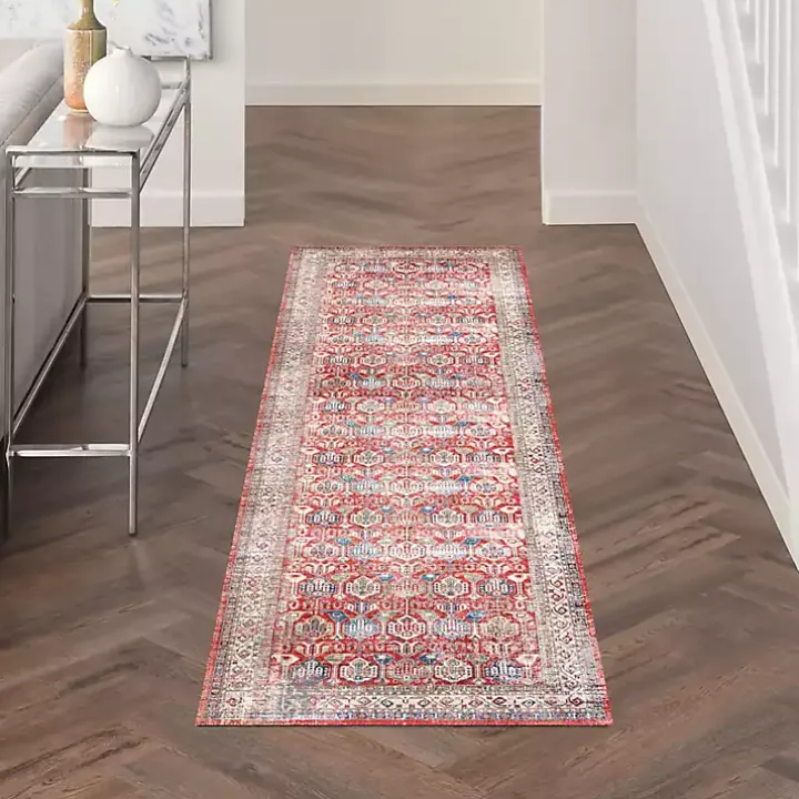 Fulton Red Traditional Runner, 2x7