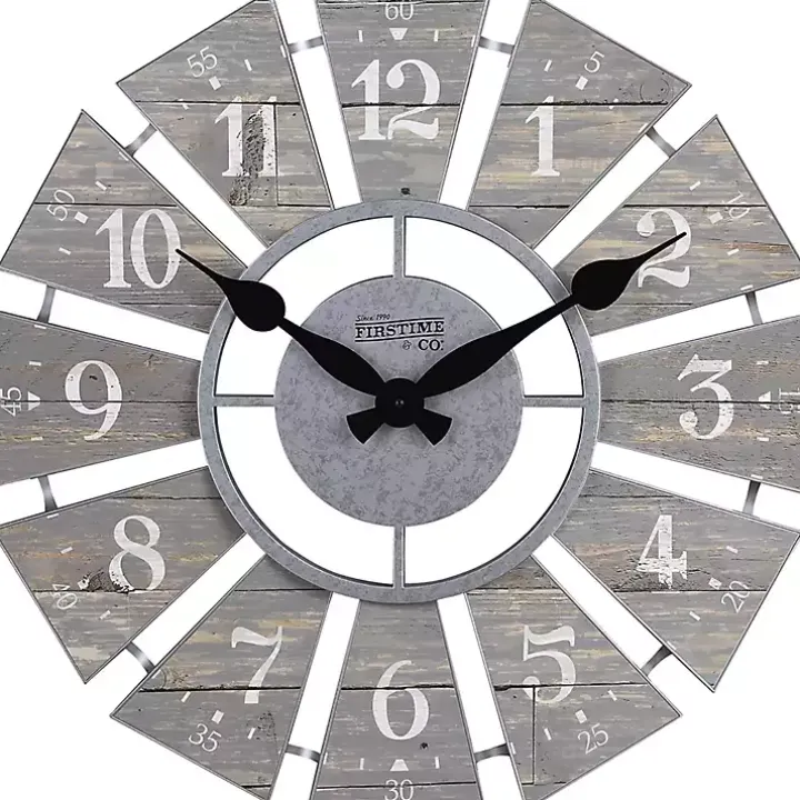 Galvanized Gray Windmill Wall Clock