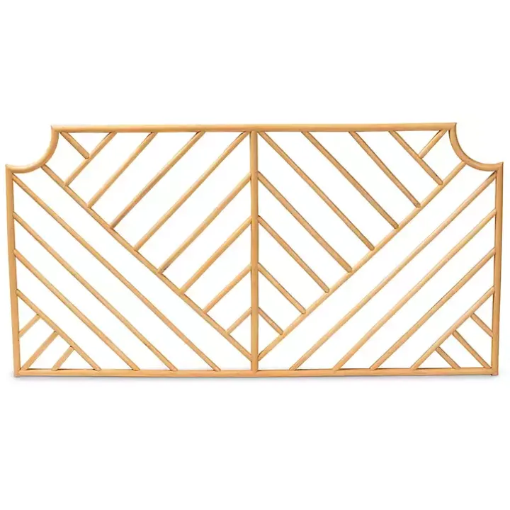 Geometric Weave Rattan Queen Headboard