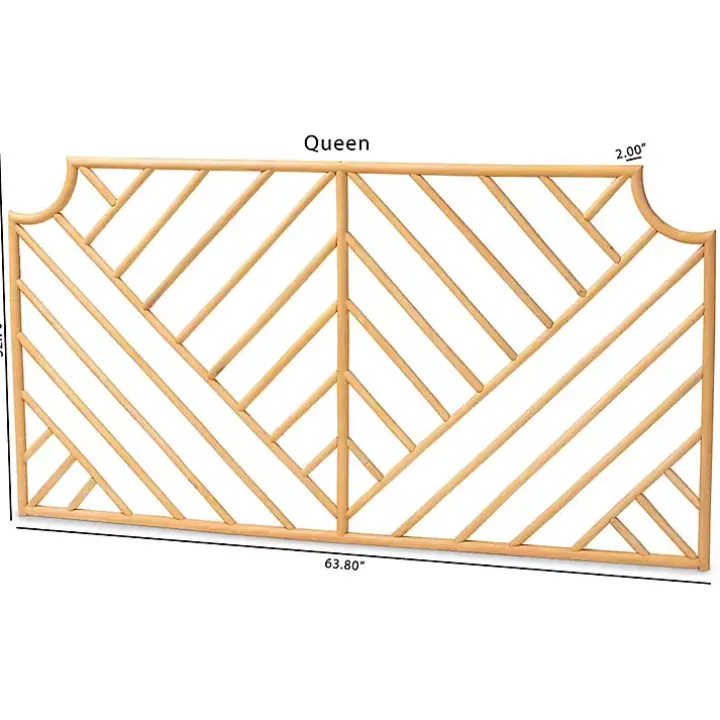 Geometric Weave Rattan Queen Headboard