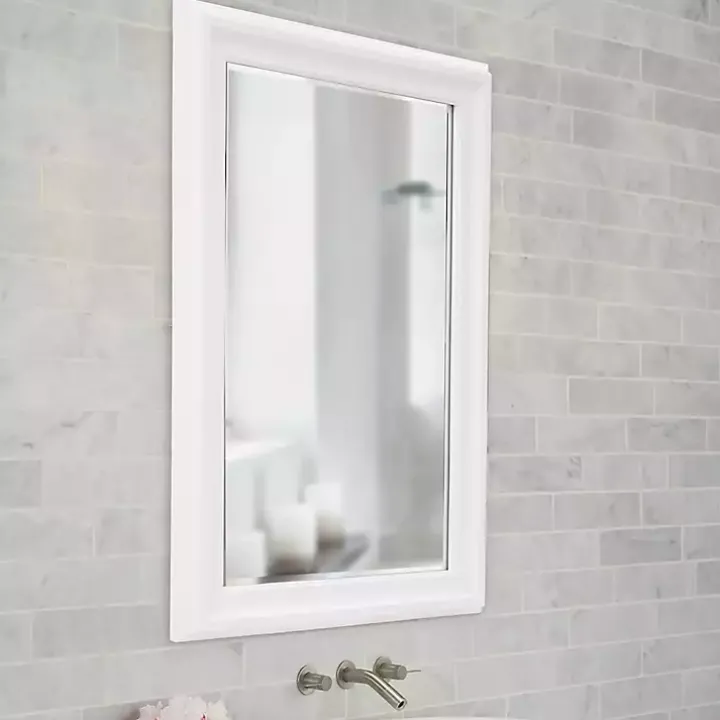 George White Ridged Rectangular Wall Mirror