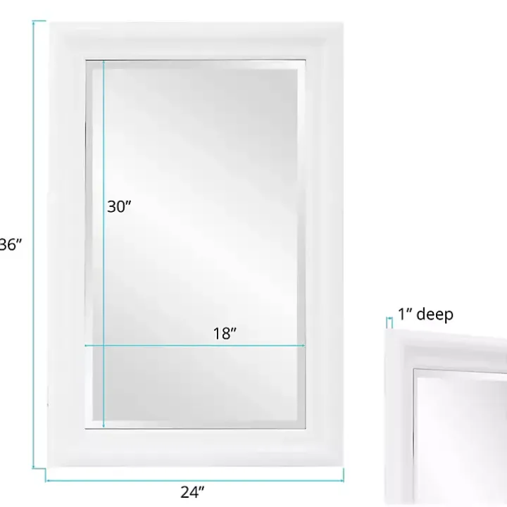George White Ridged Rectangular Wall Mirror