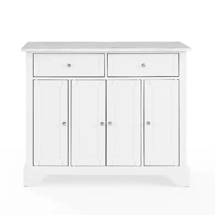 Gia All White Marble Kitchen Island