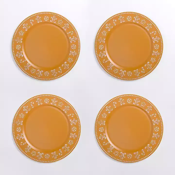 Gingerbread Christmas Chargers, Set of 4