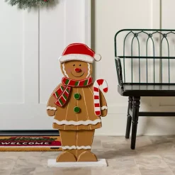Gingerbread Man Wooden Porch Statue