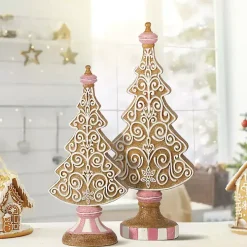 Gingerbread Tree Table Decorations, Set of 2