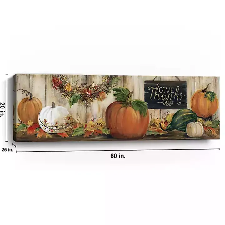 Give Thanks Pumpkins Canvas Art Print