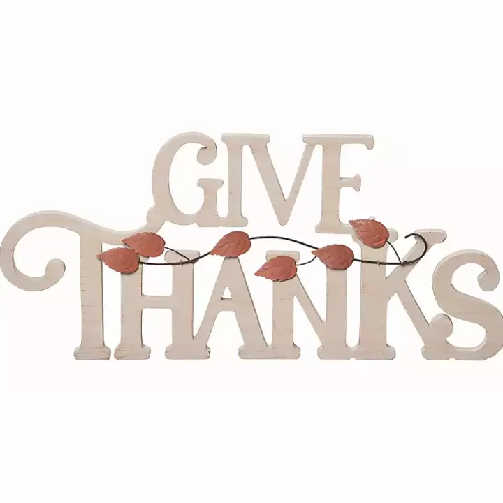 Give Thanks Wood Tabletop Sign