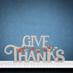 Give Thanks Wood Tabletop Sign