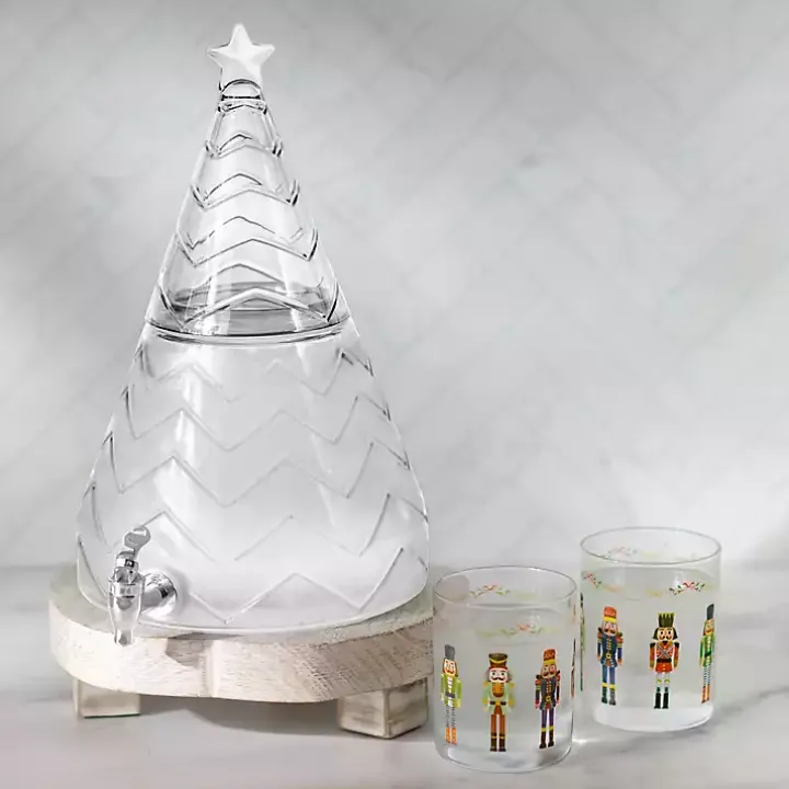 Glass Christmas Tree Drink Dispenser