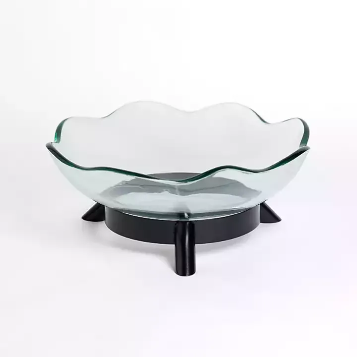 Glass Scalloped Oversized Decorative Bowl