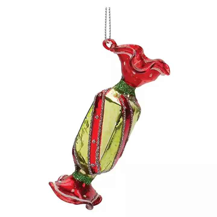 Glass Wrapped Christmas Candy Ornaments, Set of 12