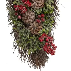 Glitter Pinecone and Berry Teardrop Swag