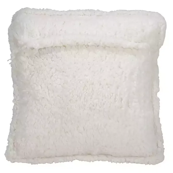 Glittery Silver Sherpa Sequins Throw Pillow