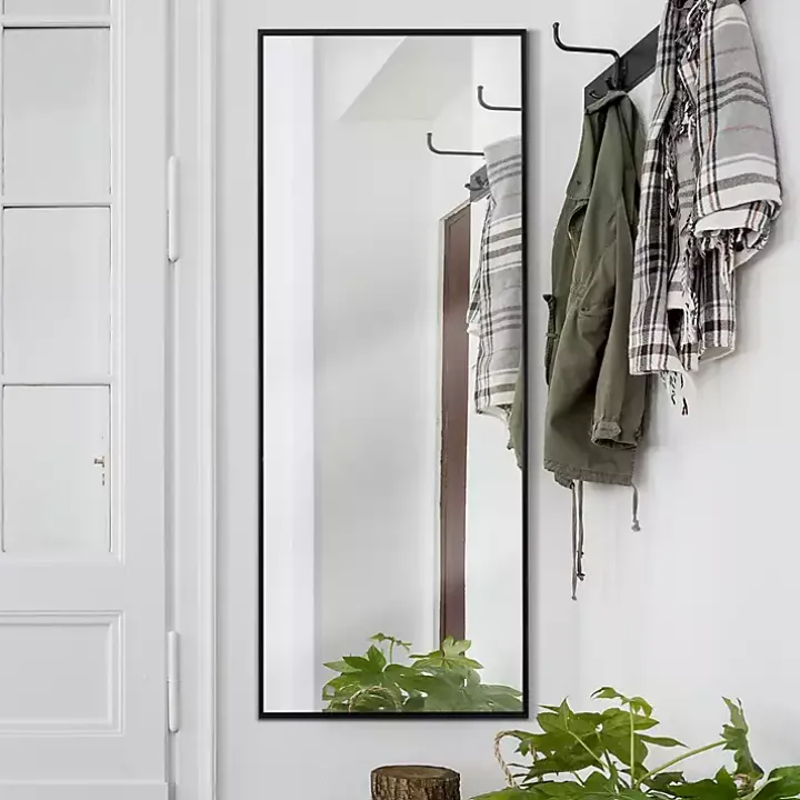 Glossy Black Frame Leaning Mirror