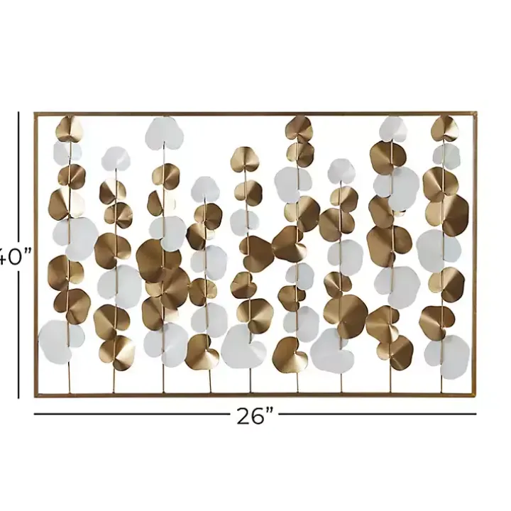 Glossy Gold Leaves Framed Wall Plaque