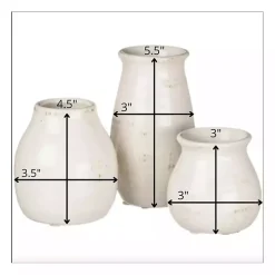 Glossy White Curved Vases, Set of 3