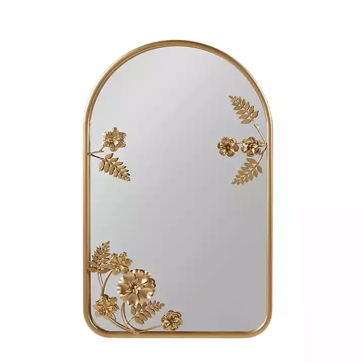 Gold Adaline Floral Arched Wall Mirror