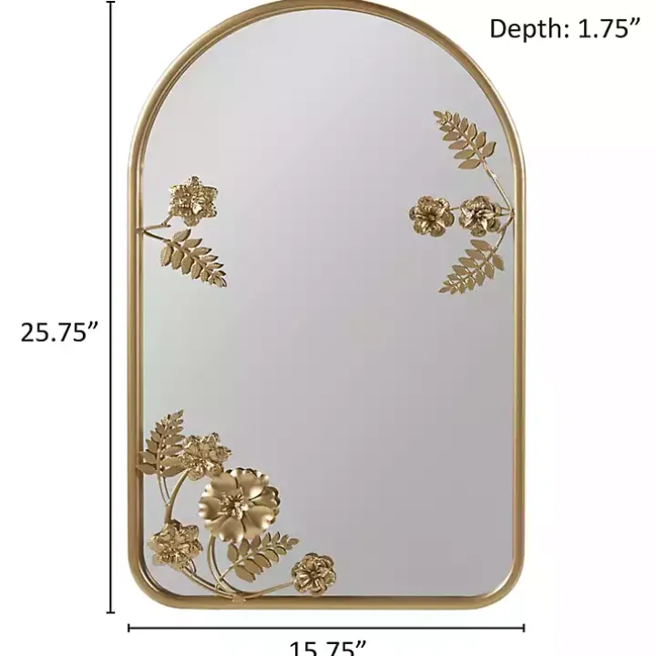 Gold Adaline Floral Arched Wall Mirror
