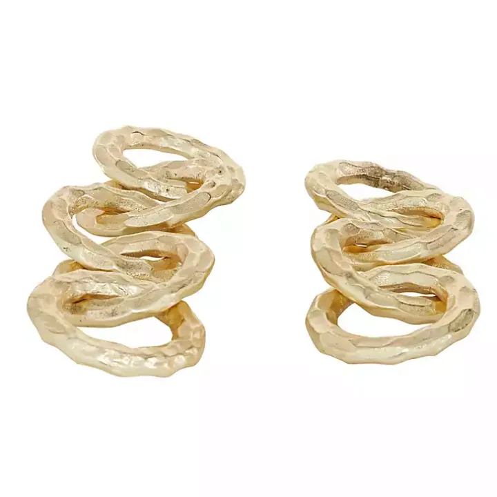 Gold Aluminum Chain Link Sculptures, Set of 2